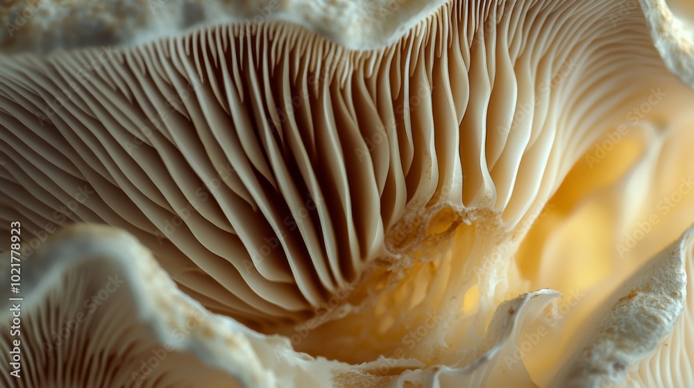 Macro Shot of Mushroom Gills for Nature and Fungi Study Generative AI Macro Shot of Mushroom Gills for Nature and Fungi Study Generative AI
