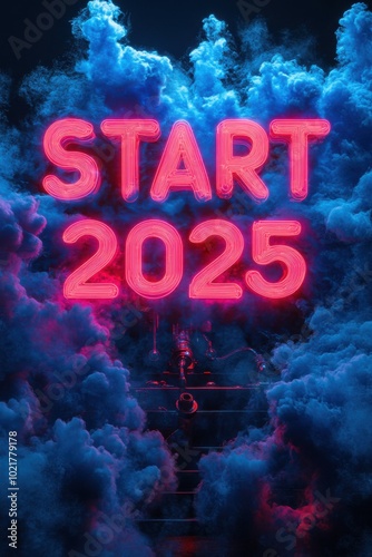 Ignite Your Future: Embrace the Vibrant Neon Art for 2025 with Dynamic Smoke Effects
