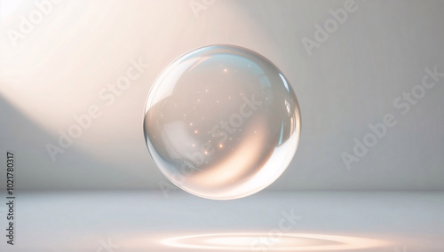 Transparent bubble floating in a dreamy atmosphere with soft lighting