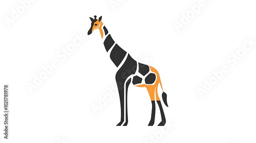 Design a modern minimalistic giraffe logo icon isolated on a white background photo