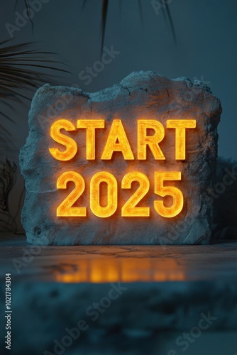 Wallpaper Mural Illuminate Your Next Chapter: Stylish Neon START 2025 Sign for Modern Living Spaces Torontodigital.ca