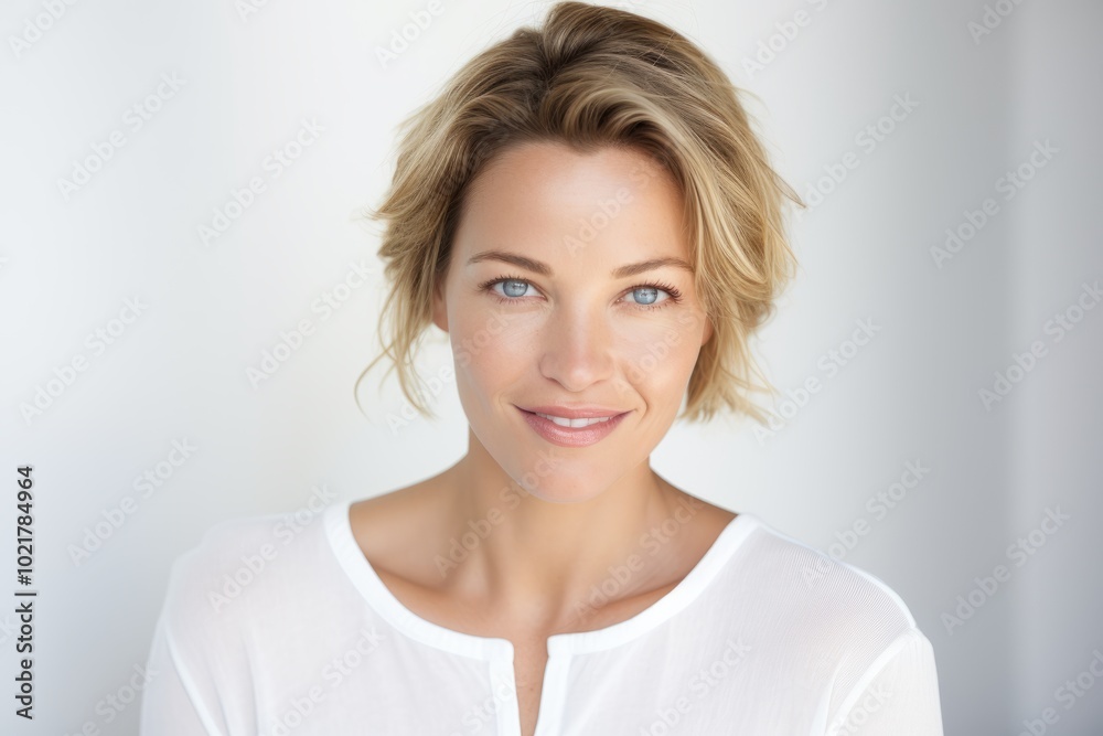 Portrait of a beautiful young blond woman smiling at the camera. Portrait of a beautiful young blond woman smiling at the camera.