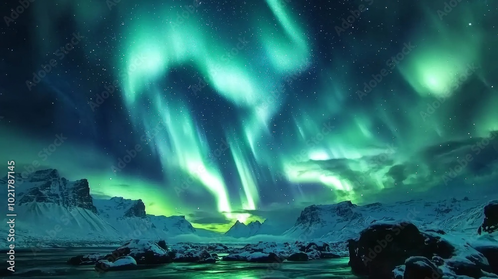 Obraz premium Northern Lights Dancing Across the Sky Generative AI