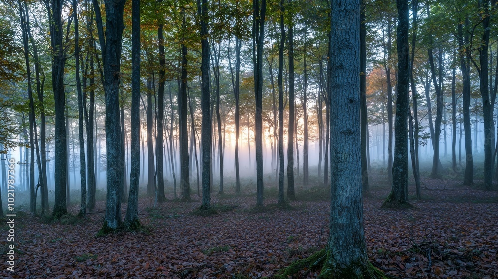 Misty Forest Floor at Dawn, Nature Landscape for Travel and Environment Concepts Generative AI Misty Forest Floor at Dawn, Nature Landscape for Travel and Environment Concepts Generative AI