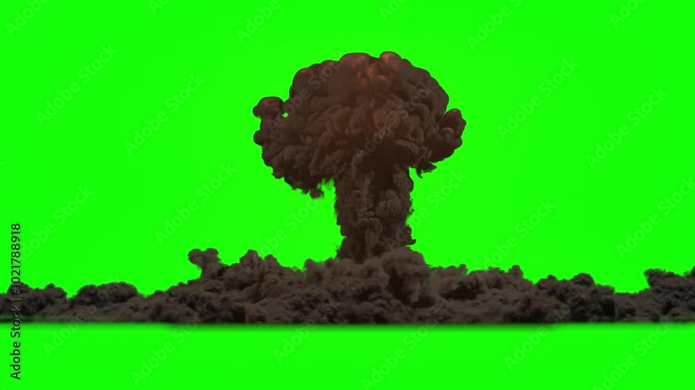White Screen Bomb Exploding Bomb Explosion. Fire and Smoke Blast. Realistic 3D animation effect ...