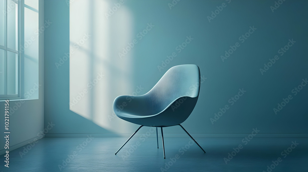 Teal Room with Chair 3D Illustration Teal Room with Chair 3D Illustration