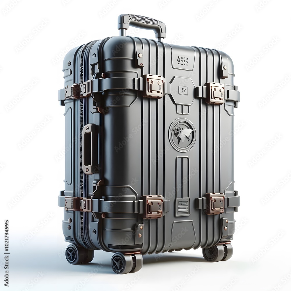 Travel suitcase, Isolated on a white background, vacation travel time concept, modern luxury suitcase Travel suitcase, Isolated on a white background, vacation travel time concept, modern luxury suitcase