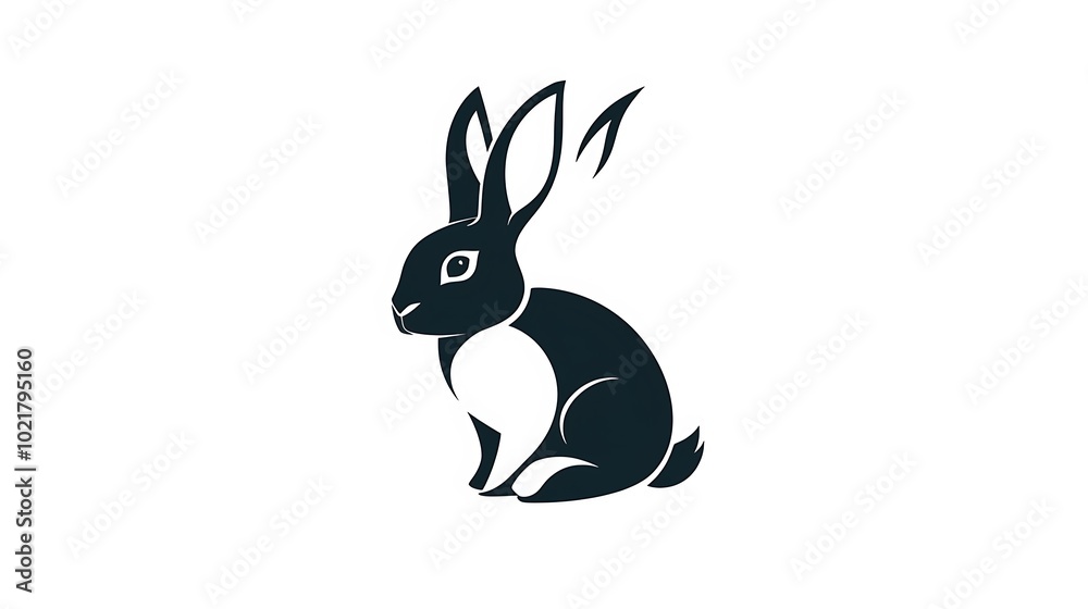 Design a modern minimalistic rabbit logo icon isolated on a white background Design a modern minimalistic rabbit logo icon isolated on a white background