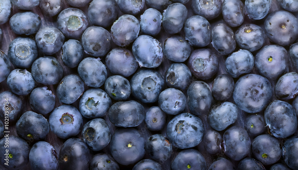 Background from freshly picked blueberries, close-up