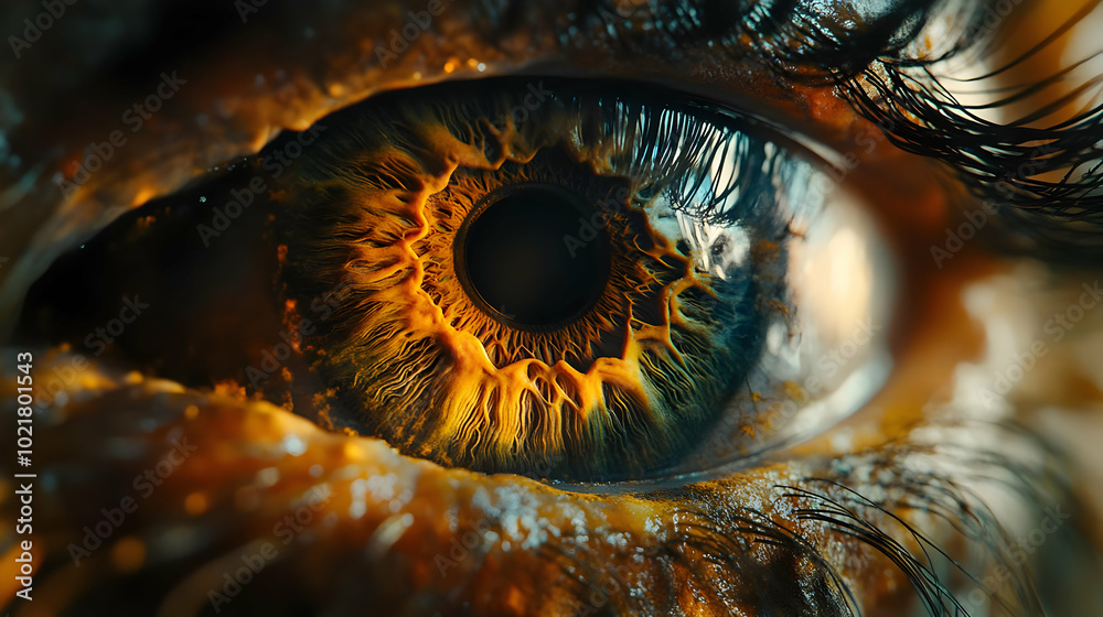 Close-up Macro Photograph of a Human Eye with Golden Iris Close-up Macro Photograph of a Human Eye with Golden Iris