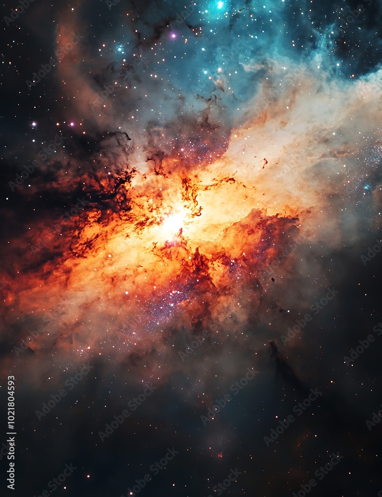 Cosmic Nebula with Vibrant Colors and Stars in Deep Space Cosmic Nebula with Vibrant Colors and Stars in Deep Space