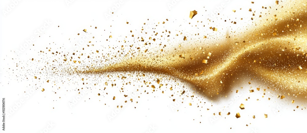 The gold glitter swash shimmers with a shiny stroke shape for a luxurious party feel The gold glitter swash shimmers with a shiny stroke shape for a luxurious party feel