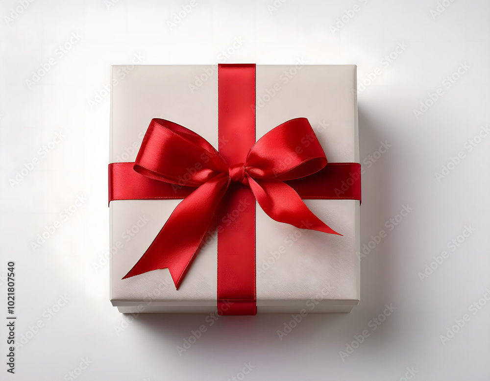 Elegant gift box with a satin ribbon on a white background Elegant gift box with a satin ribbon on a white background