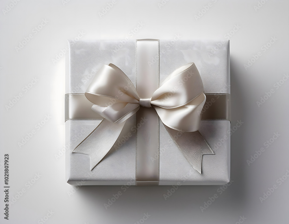 Elegant gift box with a satin ribbon on a white background Elegant gift box with a satin ribbon on a white background