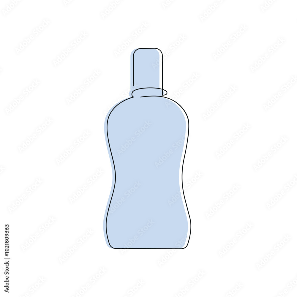 Mouthwash in one continuous line in color. One line drawing, minimalism. Vector illustration. Mouthwash in one continuous line in color. One line drawing, minimalism. Vector illustration.
