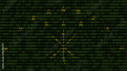 Binary code on flag of Adygea. Program source code or Hacker concept on Adygean flag. Adygea digital technology security, hacking or programming concept photo