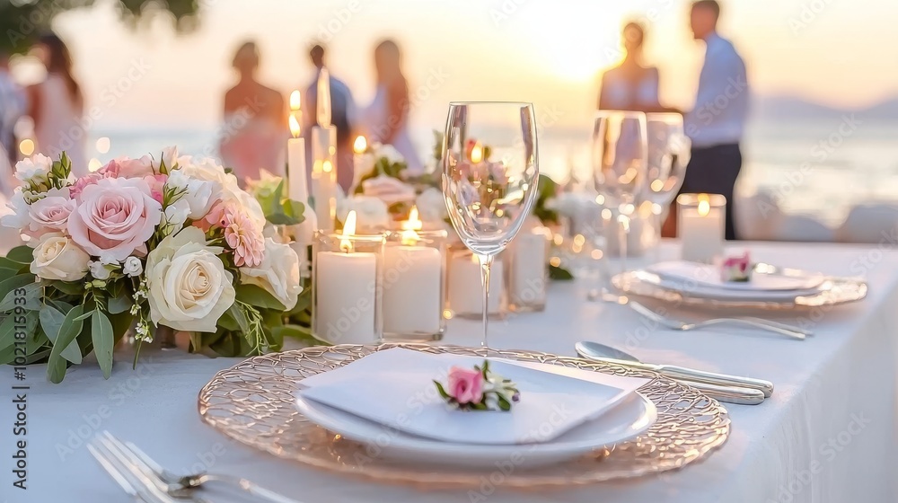 Candlelight and city views set the mood for a romantic rooftop dining setting as the sun sets. Perfect for birthdays or corporate events.