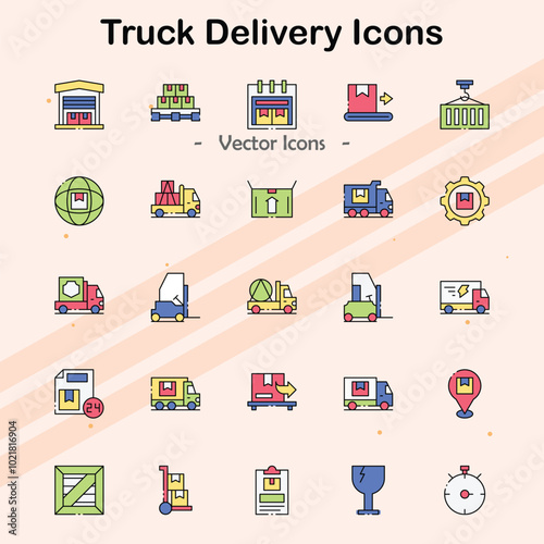 Icons showing trucks and delivery services.