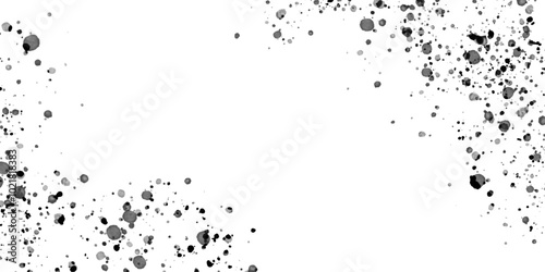 Black ink splash, paint splatter frame isolated on transparent background. Vector illustration