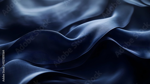 Abstract Blue Fabric Background - Flowing Waves of Texture