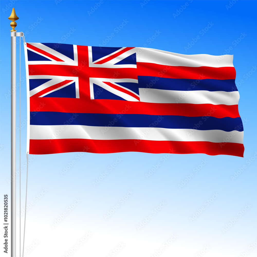 Hawaii US federal state waving flag, United States, vector illustration Hawaii US federal state waving flag, United States, vector illustration