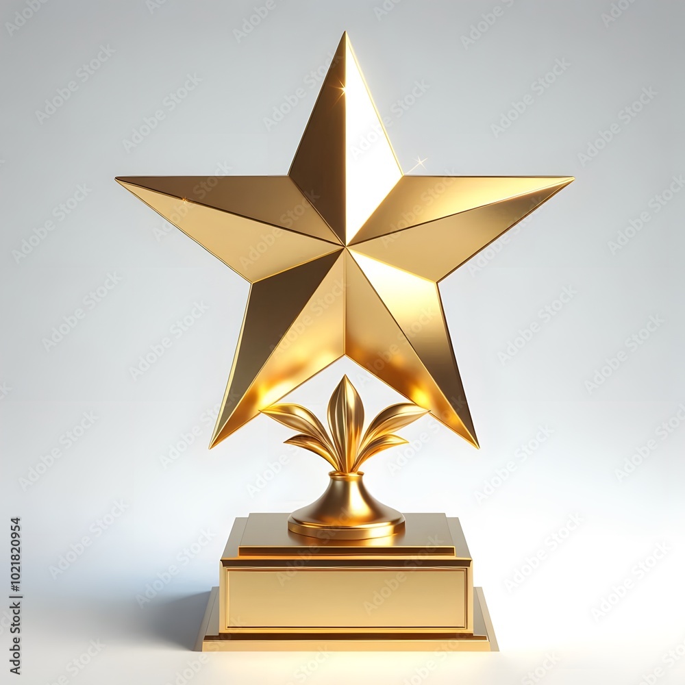 Golden star trophy, isolated on a white background, business and competition concept, winner Golden cup Golden star trophy, isolated on a white background, business and competition concept, winner Golden cup