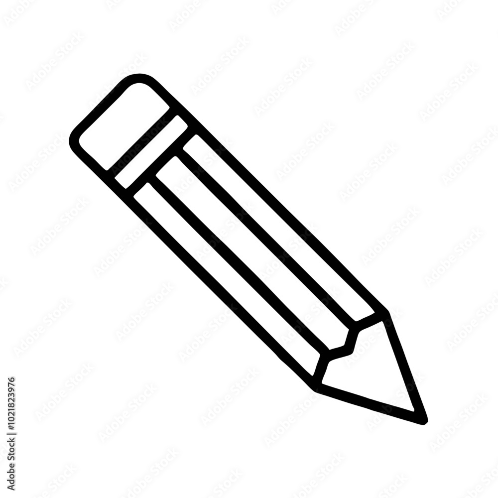 Pencil icon with a minimal style and black lines on a white background for drawing and writing Pencil icon with a minimal style and black lines on a white background for drawing and writing