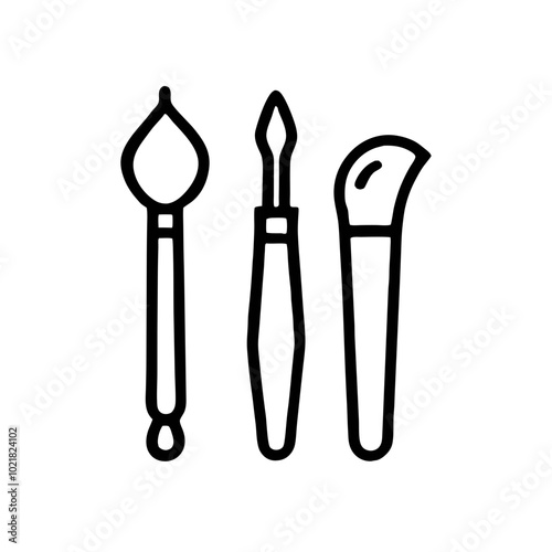 Sculpting tools icon with a minimal style and black lines on a white background for art creation