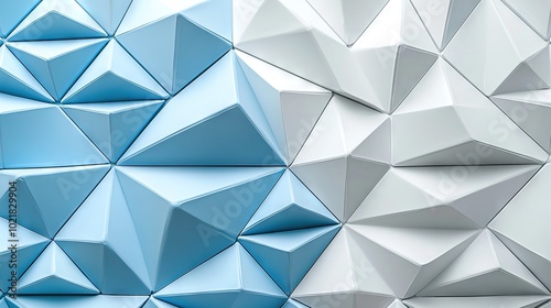  Blue and white wall with triangular patterns