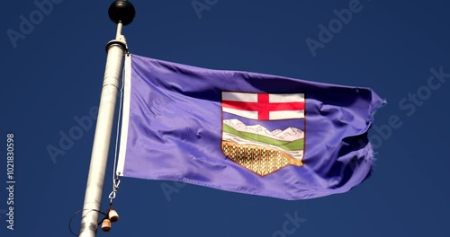 Alberta Canada provincial flag flying in the wind