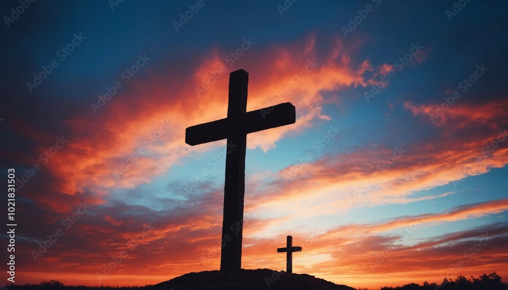 Silence at Sunset: The Cross and the Fiery Sky
