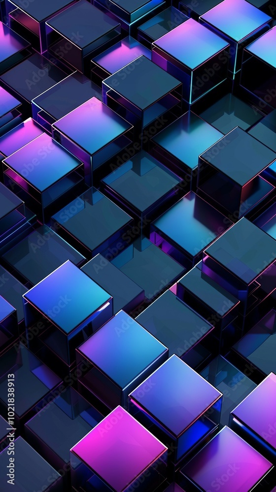 Abstract background with cubes and blocks of blue, purple, and black colors... Abstract background with cubes and blocks of blue, purple, and black colors...