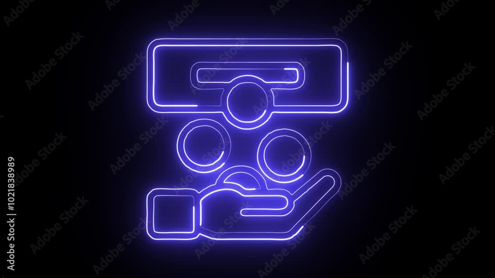 Glowing Neon Cash Machine Icon Isolated on Black Background. HD Video Motion Graphic Animation Glowing Neon Cash Machine Icon Isolated on Black Background. HD Video Motion Graphic Animation