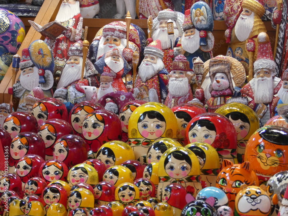 A set of traditional Russian Matryoshka dolls displayed in Budapest, Hungary A set of traditional Russian Matryoshka dolls displayed in Budapest, Hungary