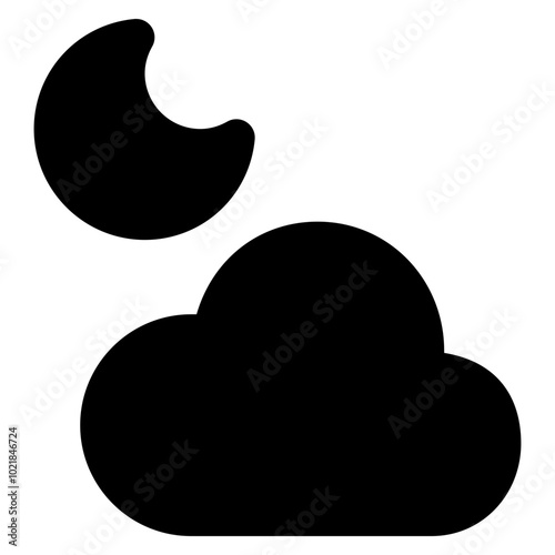 cloudy night solid icon