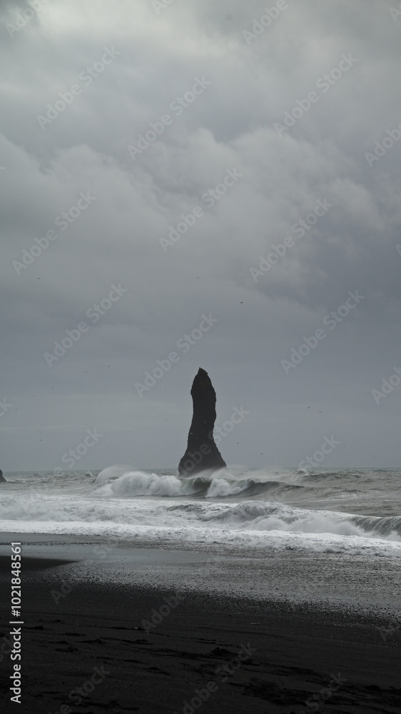 beach Reynisfjara, stacks Reynisdrangar beach Reynisfjara, stacks Reynisdrangar