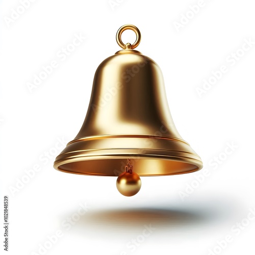 gold Christmas bells isolated on a white background. symbol of Christmas, school bell, vintage bell