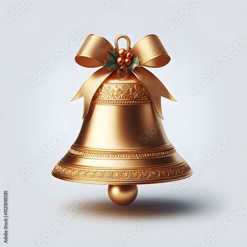 gold Christmas bells isolated on a white background. symbol of Christmas, school bell, vintage bell