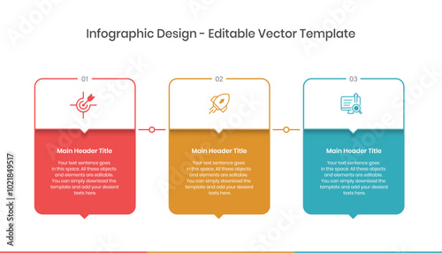 3 Step Infographics Design Template, Chart diagram, Graph, Pie chart, workflow layout, squire diagram, report, presentation design elements Editable Vector illustration, diagram in white background
