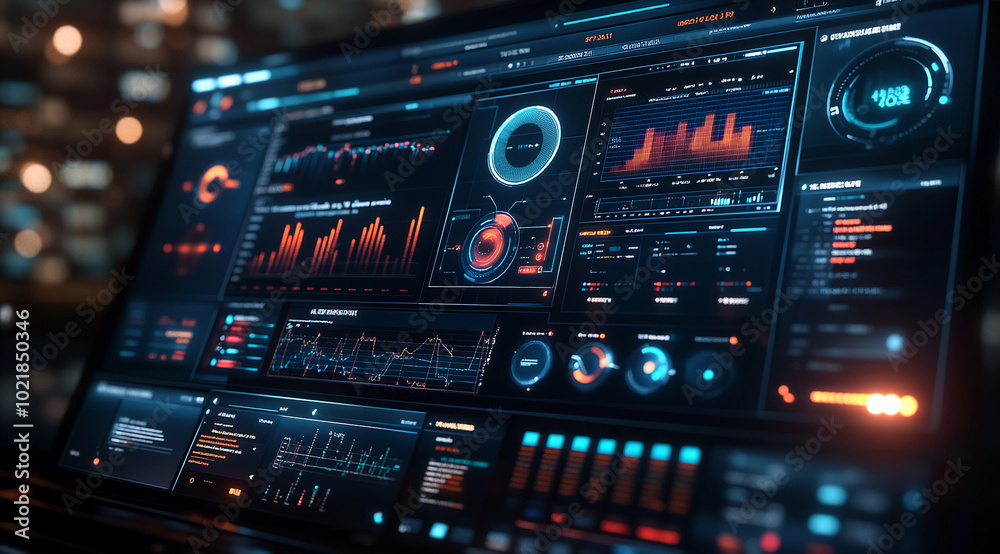 Obraz premium AI-Driven Data Analytics Automation: Big data Analytics, Business Insights, Sales, and KPI Dashboard, Data Analytics Abstract, Data Dashboard 
