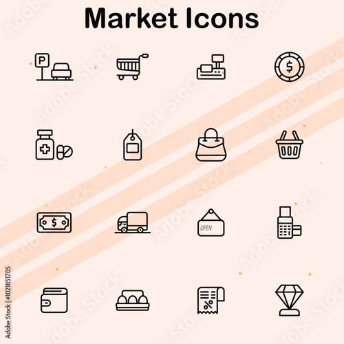 Icons representing marketplaces and shopping activities