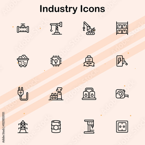Icons representing various industries and industrial activities.
