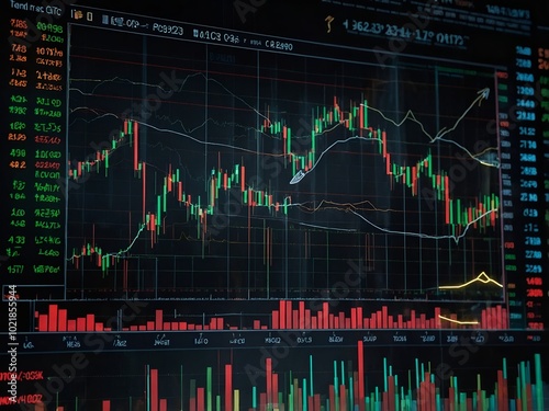 Financial stock market chart displaying real-time data and trading patterns during an active trading session.