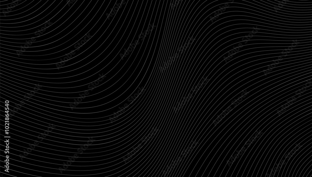 Soft curved lines pattern on a black background. vector pattern