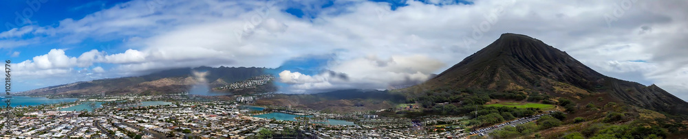 Drone view of Diamond Head in Oahu, Hawaii Drone view of Diamond Head in Oahu, Hawaii