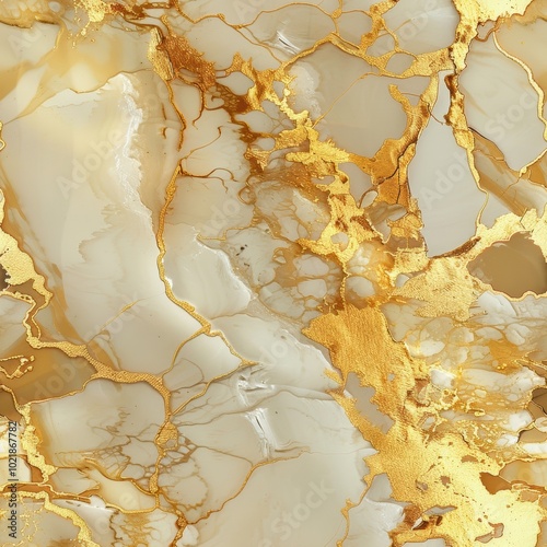 Obraz na płótnie A sophisticated surface featuring creamy white marble interlaced with striking gold veins, perfect for luxurious interior designs. w salonie