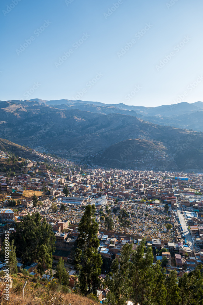 Huaraz Cityscape with View of the Cemetery on a Sunny Day in the Ancash Region, Peru Huaraz Cityscape with View of the Cemetery on a Sunny Day in the Ancash Region, Peru