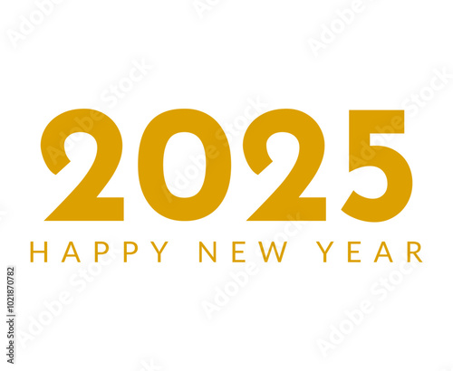 Happy New Year 2025 Yellow Abstract Festive Elegant Design Vector Illustration