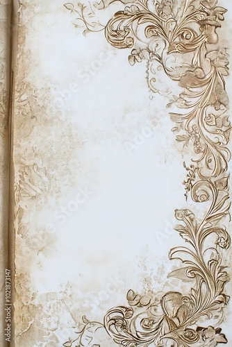 Vintage Ornate Floral Frame on Grunge Background