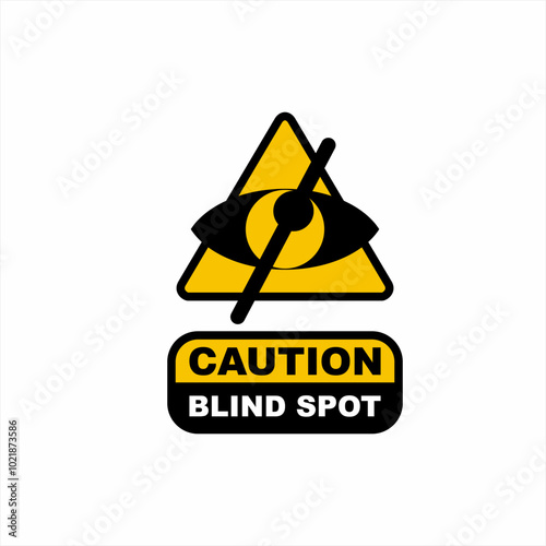 Caution blind spot icon logo design. Triangle and eye illustration.